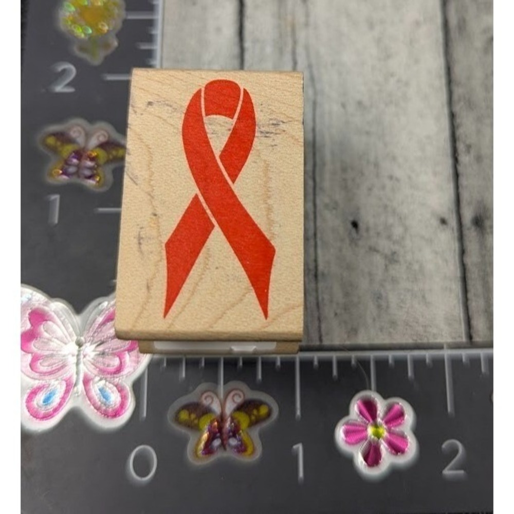 All Night Media Aids Ribbon 139D Rubber Stamp Wood #L101